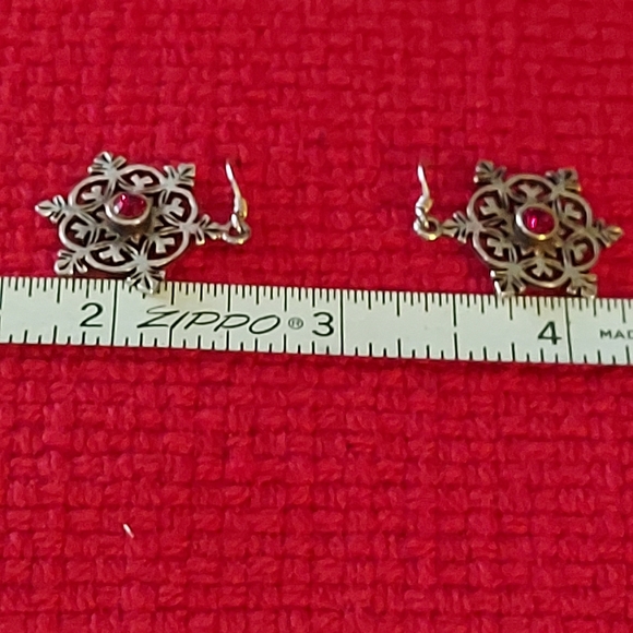 Filigree Silvertone Snowflake Earrings - Picture 6 of 7